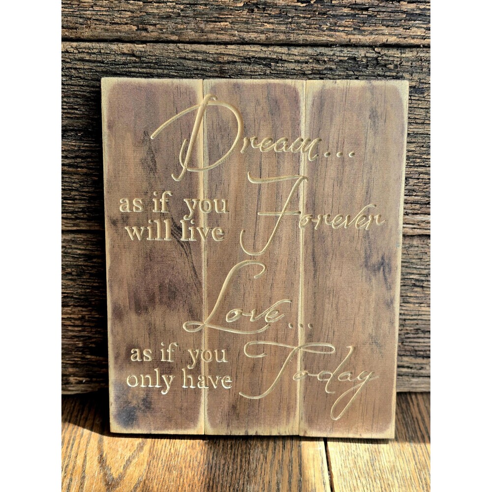 Rustic wooden wall hanging – Inspirational Quote Sign plaque Dream laser-engrave